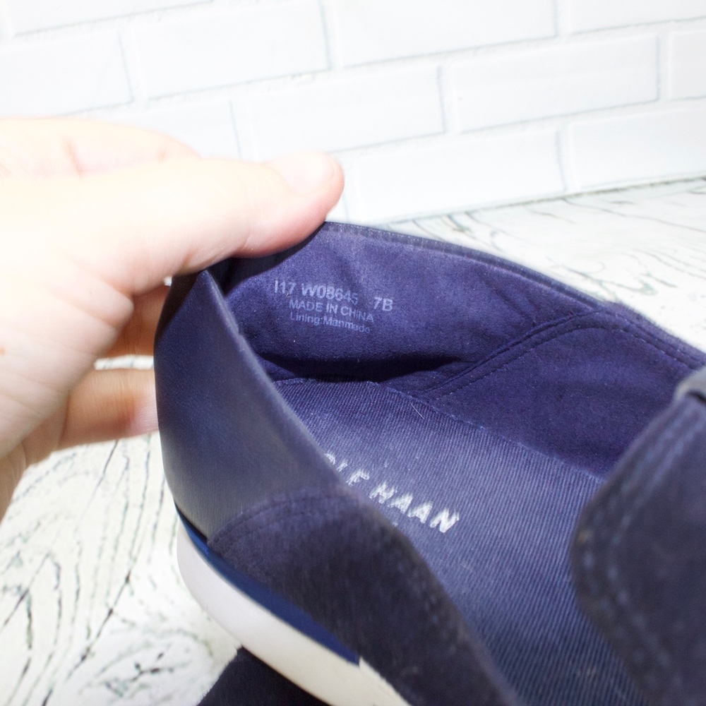 Cole Haan Grand Os Lightweight Blue Suede Loafers - Picture 7 of 8